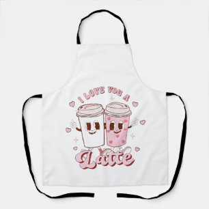 I Love a Latte Groovy Bubble Tea Valentine Lovers  Apron
