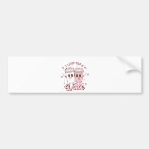 I Love a Latte Groovy Bubble Tea Valentine Lovers Bumper Sticker