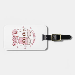 I Love a Latte Groovy Bubble Tea Valentine Lovers Luggage Tag