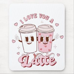 I Love a Latte Groovy Bubble Tea Valentine Lovers Mouse Pad