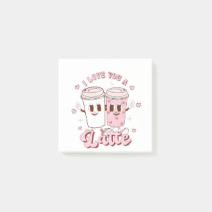 I Love a Latte Groovy Bubble Tea Valentine Lovers  Post-it Notes