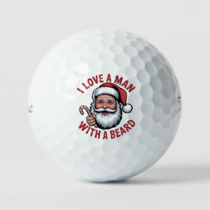 I Love a Man WIth a Beard Bearded Santa Christmas Golf Balls
