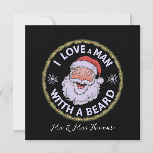 I Love a Man with a Beard Funny  Invitation (Front)