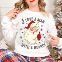 I Love a Man with a Beard Vintage Santa Christmas 