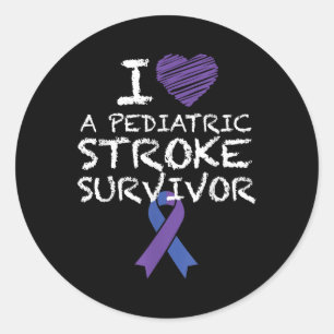 I Love A Paediatrics Stroke Survivor Awareness Rib Classic Round Sticker
