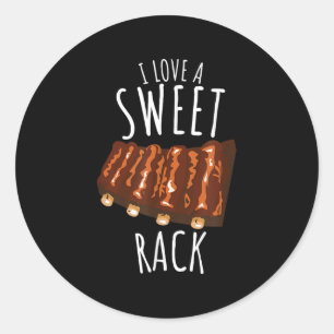 I Love A Sweet Rack Funny Bbq Grilling Ribs  Classic Round Sticker