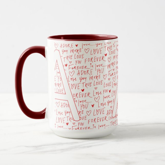 I Love A You — Personalised Initial “A” Romantic D Mug (Left)