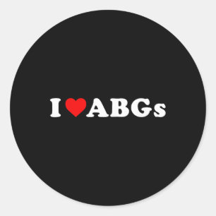 I Love Abgs Funny I Heart Abgs Classic Round Sticker