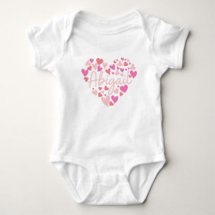 I love Abigail hearts in pink Baby Bodysuit