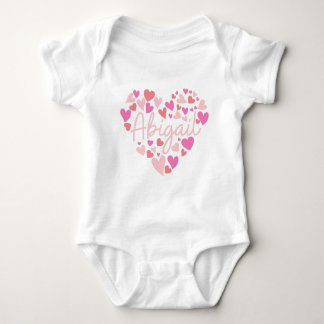 I love Abigail hearts in pink Baby Bodysuit