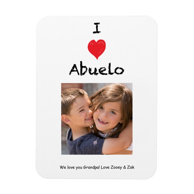 I Love Abuelo Photo Magnet Keepsake (Vertical)