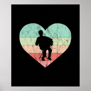 I Love Accordion Retro Vintage Heart Poster