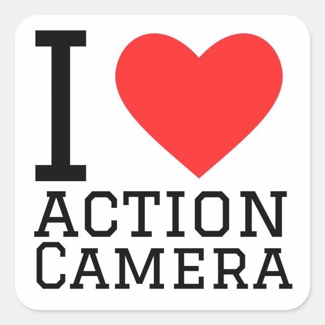 I love action camera square sticker (Front)