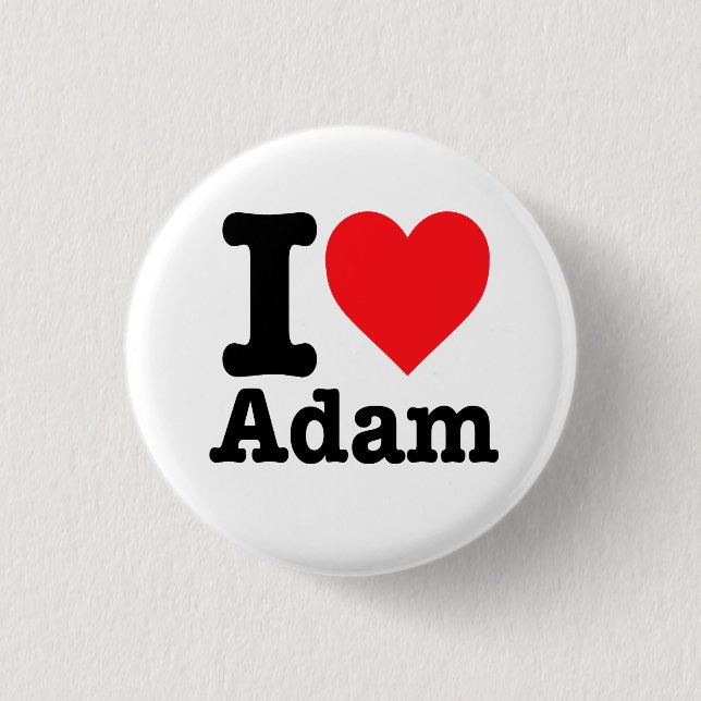 "I love Adam" 3 Cm Round Badge (Front)