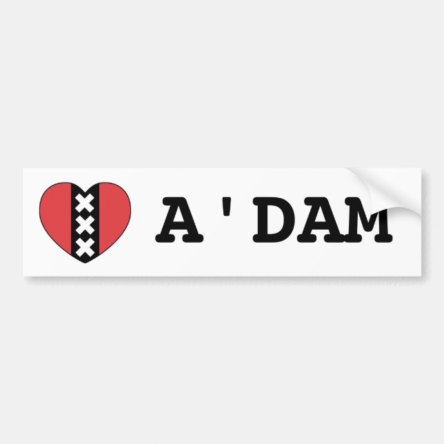 I LOVE A'DAM bumper sticker By Amsterdamned (Front)