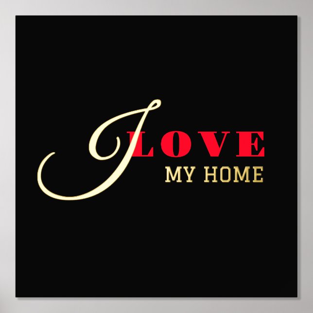 I love ( add your text) Black Valentine Gift Foil Prints (Front)