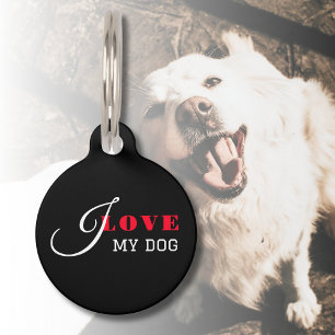 I love ( add your text) Black Valentine Gift Pet Tag