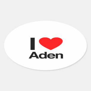 i love aden oval sticker