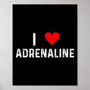 I Love Adrenaline Heart Surfing Sky Diving Skiing Poster