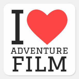 I love adventure film square sticker
