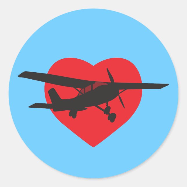 I Love Aeroplanes Classic Round Sticker (Front)