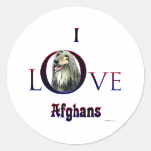 I love Afghan Hounds; Afghan Love; Love my Afghan Classic Round Sticker