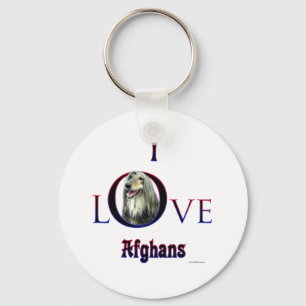 I love Afghan Hounds; Afghan Love; Love my Afghan Key Ring