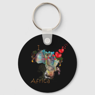 I love Africa Classic Round Sticker Key Ring