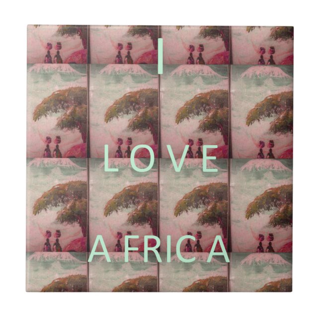 I Love Africa – Cultural Landscape Pattern Ceramic Tile (Front)