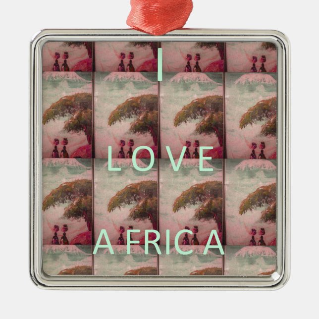 I Love Africa – Cultural Landscape Pattern Metal Tree Decoration (Front)