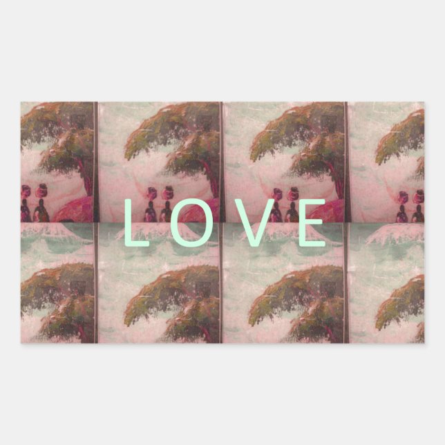 I Love Africa – Cultural Landscape Pattern Rectangular Sticker (Front)