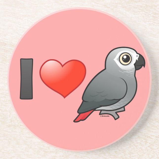 I Love Africa Greys Coaster (Front)