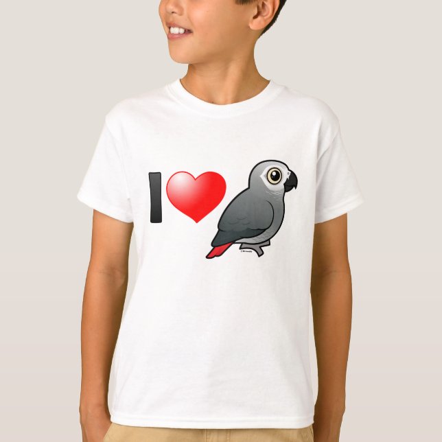 I Love Africa Greys T-Shirt (Front)