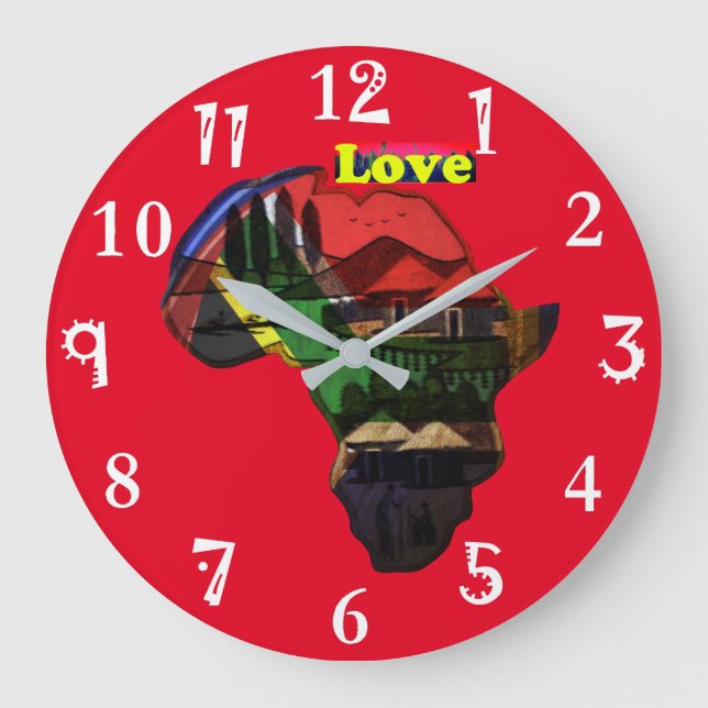 I Love Africa Kenya My Home Print Design Large Clock (Front)
