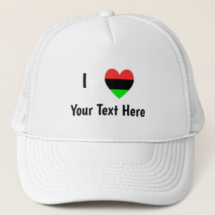 I Love (African American Flag Heart) Your Text Trucker Hat