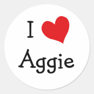 I Love Aggie Classic Round Sticker