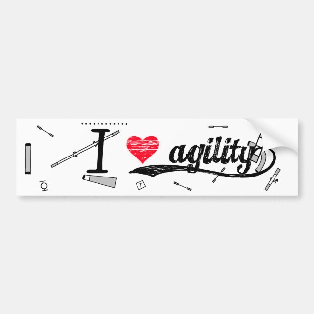 I Love Agility nRed Bumper Sticker (Front)