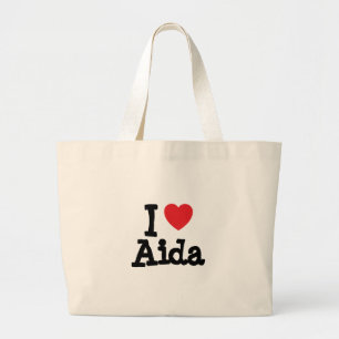 I love Aida heart T-Shirt Large Tote Bag