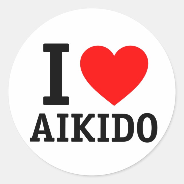 I Love Aikido Classic Round Sticker (Front)