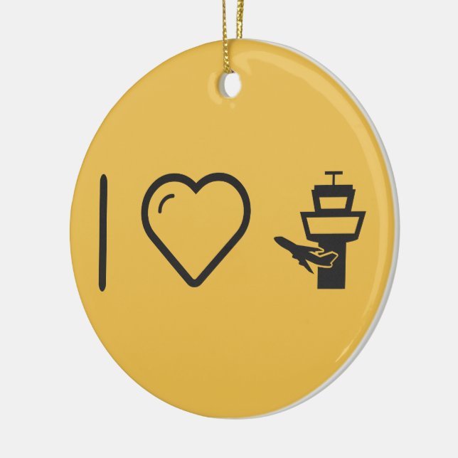 I Love Air Traffic Controls Ceramic Tree Decoration (Left)