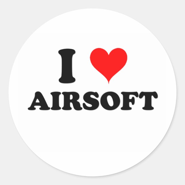 I Love Airsoft Classic Round Sticker (Front)