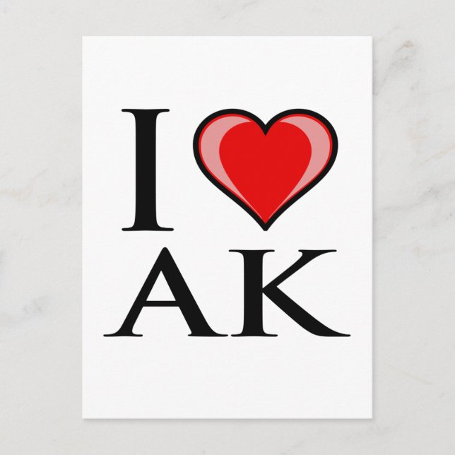I Love AK - I Love Alaska Postcard (Front)