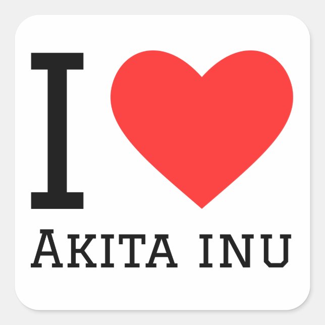 I love Akita inu Square Sticker (Front)