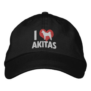 I Love Akitas Embroidered Hat (Dark)