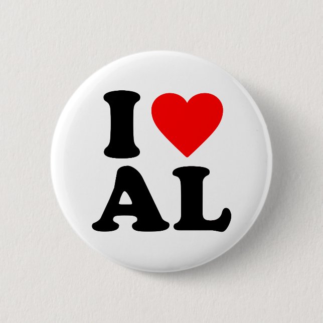 I LOVE AL 6 CM ROUND BADGE (Front)
