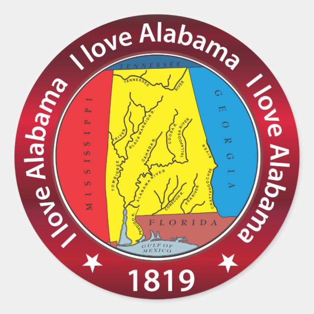 I love Alabama Classic Round Sticker (Front)