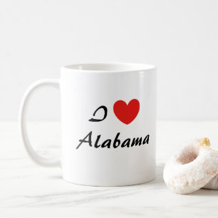 I Love Alabama Heart Typography Coffee Mug