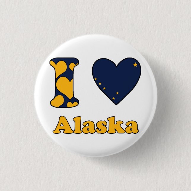 I love Alaska 3 Cm Round Badge (Front)
