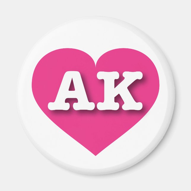 I love Alaska - AK Hot Pink Heart  Magnet (Front)