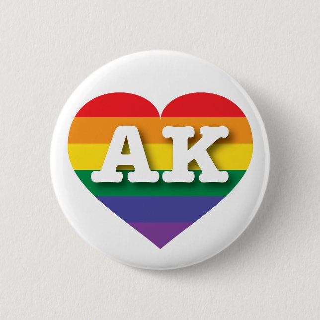 I Love Alaska Rainbow Heart 6 Cm Round Badge (Front)